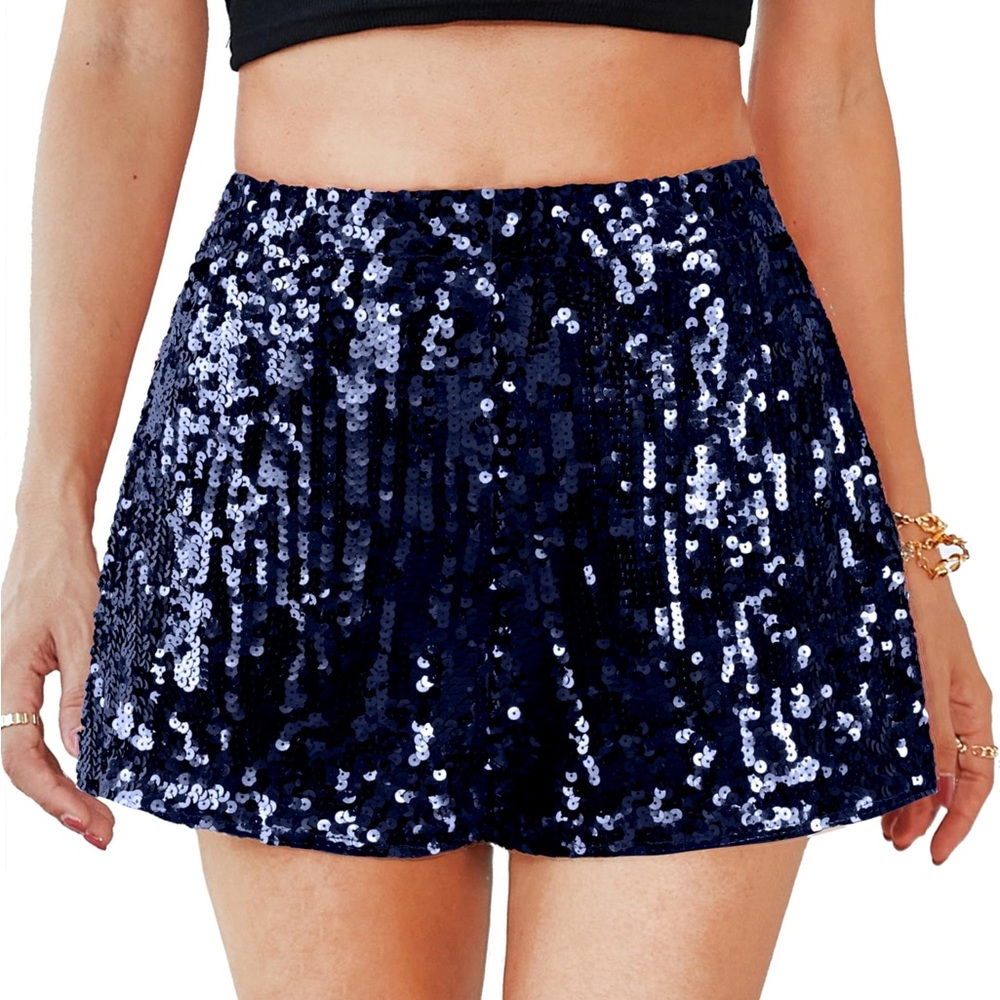 NWT MANER‎ Women’s High Waisted Sparkly Sequin Party Shorts - Large